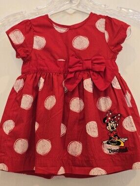6 Mos Disney Parks Red Polka Dot Minnie Mouse Dress with Waist Bow